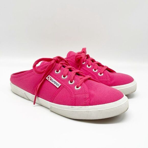 SUPERGA Hot Pink Slip On Mule Sneakers  - Picture 2 of 8